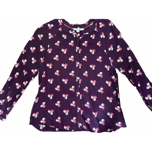 Boden Women's Purple Polka Dot Lightweight Rayon Button‎ Down Blouse Top Size 6 - Picture 1 of 6